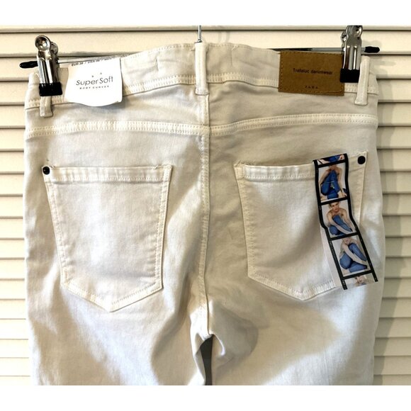 Zara Trafaluc Denimwear Skinny Jeans Size 6 Stretch Waist Super Soft White NEW - Picture 7 of 10